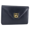 Secondhand Celine Clutch Bag Navy Leather Accessories