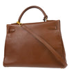Hermes Kelly Handbag Brown Courchevel with Gold Hardware