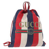 Secondhand Gucci Logo Drawstring Backpack Striped