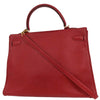 Hermes Kelly Handbag Red Ardennes with Gold Hardware