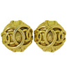 Chanel Vintage CC Logo Round Clip on Earrings Textured Metal