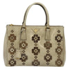 Secondhand Prada Flowers Galleria Double Zip Tote Spazzolato