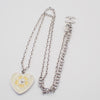 Chanel CC Heart Pendant Necklace Faux Pearls with Resin, Metal and Crystals