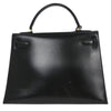Hermes Kelly Handbag Black Box Calf with Gold Hardware