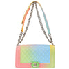 Secondhand Chanel Rainbow Boy Flap Bag Quilted Painted Caviar