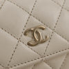Secondhand Chanel Camellia Bow Flap Card Holder with Chain Quilted
