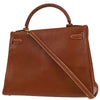 Secondhand Hermes Kelly Handbag Brown Chevre de Coromandel with Gold Hardware