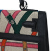 Hermes Kelly Handbag Cavalcadour Toile and Black Swift with Palladium Hardware