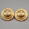 Chanel Vintage CC Round Button Clip-On Earrings Metal