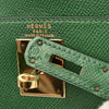 Secondhand Hermes Kelly Handbag Green Courchevel with Gold Hardware