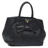Secondhand Prada Bow Tote Black Leather Bags