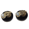 Chanel Vintage CC Round Button Clip-On Earrings Metal
