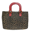 Fendi Vintage FF Handle Tote Leopard Print Jacquard