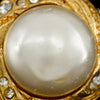 Chanel Vintage Round Clip-On Earrings Metal with Faux Pearl