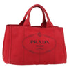 Secondhand Prada Canapa Tote Red Canvas Accessories