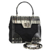 Prada Turn Lock Top Handle Bag Printed Saffiano Leather with Tessuto