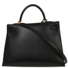Hermes Kelly Handbag Black Box Calf with Gold Hardware