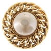 Chanel Vintage Round Clip-On Earrings Metal with Faux Pearl