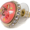 Chanel CC Logo Button Stud Earrings Metal with Crystals