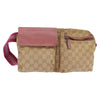 Gucci Vintage Double Belt Bag GG Canvas with Leather