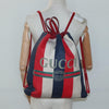 Gucci Logo Drawstring Backpack Striped Canvas