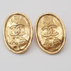 Secondhand Chanel Vintage CC Crown Oval Plate Clip-On Earrings