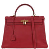 Hermes Kelly Handbag Red Ardennes with Gold Hardware