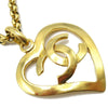 Chanel CC Heart Pendant Necklace Metal