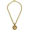 Secondhand Chanel Vintage CC Textured Cut Out Round Pendant Necklace