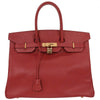 Hermes Birkin Handbag Red Ardennes with Gold Hardware