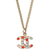 Chanel Rainbow CC Pendant Necklace Metal and Crystals