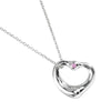 Tiffany & Co. Elsa Peretti Open Heart Pendant Necklace Sterling Silver with Pink Sapphire