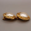 Chanel Vintage Round Clip-On Earrings Metal with Faux Pearl