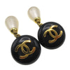 Secondhand Chanel CC Dangle Earrings Metal with Faux