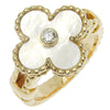 Van Cleef & Arpels Vintage Alhambra Ring 18K Yellow Gold with Mother of Pearl and Diamond
