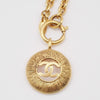 Chanel Vintage CC Round Cut-Out Pendant Necklace Metal
