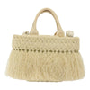 Secondhand Prada Fringe Wicker Tote Woven Straw