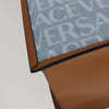 Versace Allover Logo Convertible Tote Printed Denim with Leather