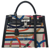 Hermes Kelly Handbag Cavalcadour Toile and Black Swift with Palladium Hardware