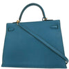 Hermes Kelly Handbag Blue Epsom with Gold Hardware