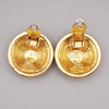 Chanel Vintage CC Round Button Clip-On Earrings Metal