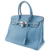Hermes Birkin Handbag Blue Clemence with Palladium Hardware