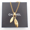 Secondhand Chanel Feather CC Pendant Necklace Metal with Faux Pearl and