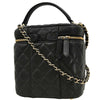 Secondhand Chanel CC Top Handle Vanity Case with Chain Quilted Caviar