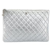 Chanel O Case Clutch Quilted Crumpled Calfskin