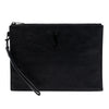 Secondhand Saint Laurent Croc Embossed Leather Monogram Zip Pouch