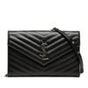Secondhand Saint Laurent Grain De Poudre Chevron Cassandre Envelope Chain Wallet
