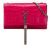 Secondhand Saint Laurent Medium Croc Embossed Leather Kate Tassel Crossbody