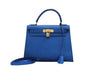 Hermes Kelly Blue Courchevel with Gold Hardware