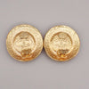 Chanel Vintage Round Clip-On Metal with Faux Pearl